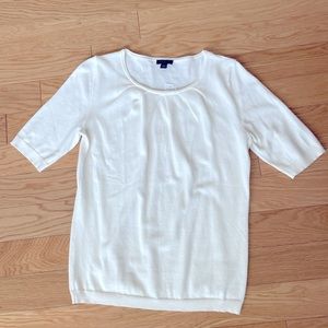 Ann Taylor Cream Short Sleeve Sweater